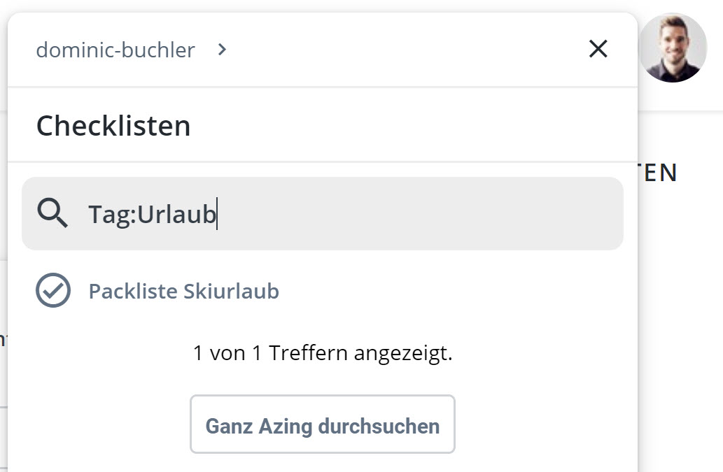 Finde diene Checklisten anhand von Tags